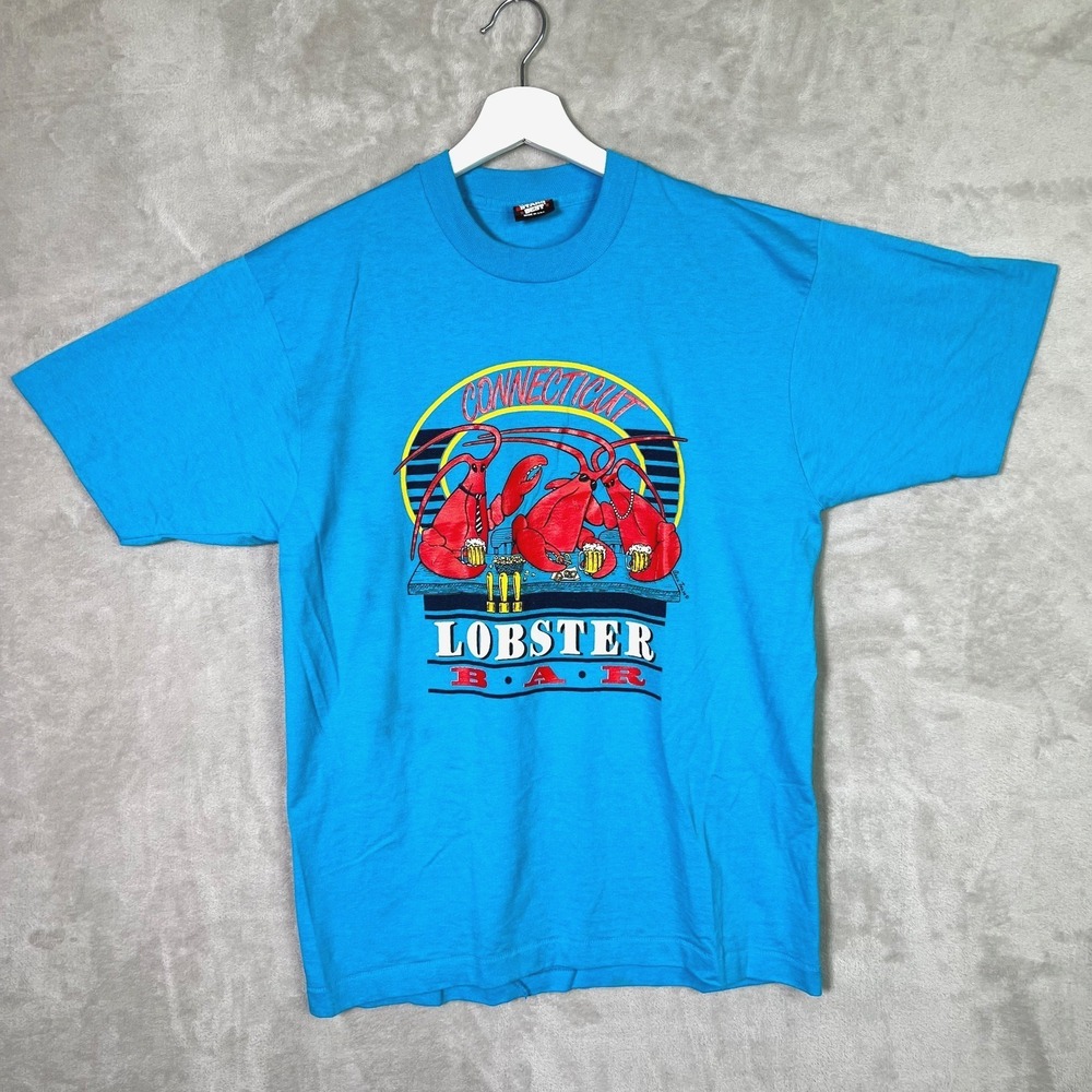 Vintage Connecticut Lobster Bar Tee 80s Single Stitch Screen Stars USA L